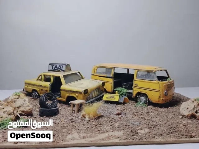 مجسم يدوي احترافي - مشهد سيارات مهجورة صحراوي (قطعة ديكور مميزة)