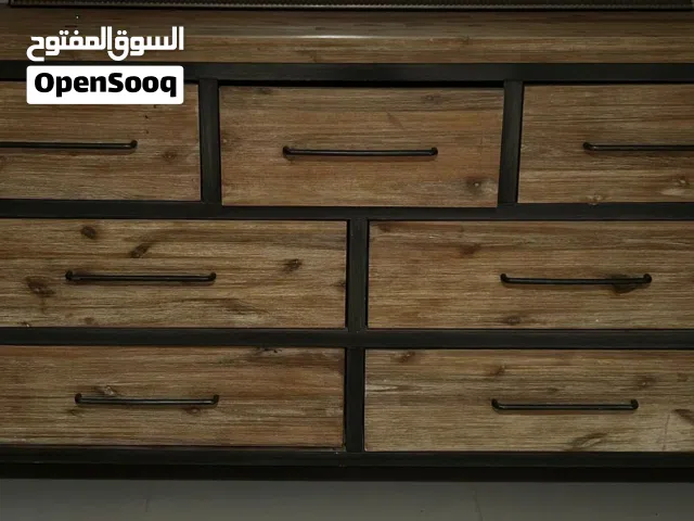 Modern Industrial 7-Drawer Dresser - Solid Wood & Metal)