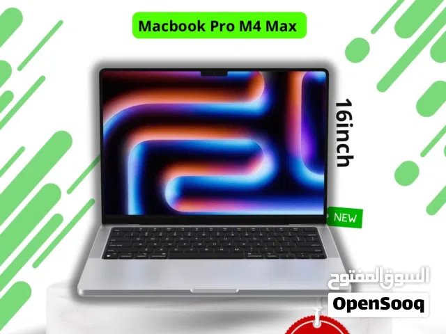 ماك بوك برو ام 4 ماكس Macbook Pro M4 Max 36GB Ram 1TB Storage 16inch يتوفر خدمة توصيل كمية محدودة