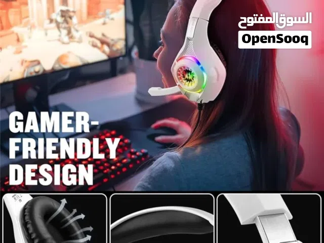 سماعات رأس ألعاب فوق الأذن بميكروفون وإلغاء للضوضاء