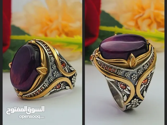 خاتم من الفضه والعقيق اليماني الطبيعي