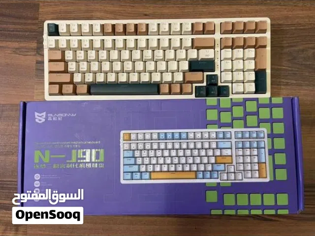 كيبورد كيمنك SUNSONNY N-J90 الميكانيكي اللاسلكي تصميم أنيق بألوان البني والبيج والأخضر