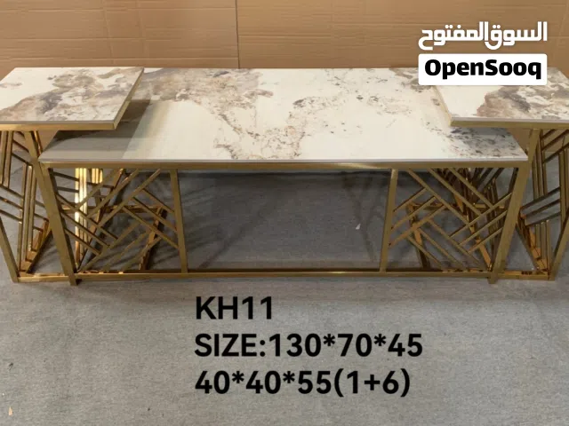 طقم طاولات قهوة وخدمة رخامي فخم 7 قطع - KH15