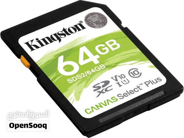 كرت ذاكرة لكميرات التصوير Kingston Canvas Select Plus 64GB 100MB/s Read SD Memory Card