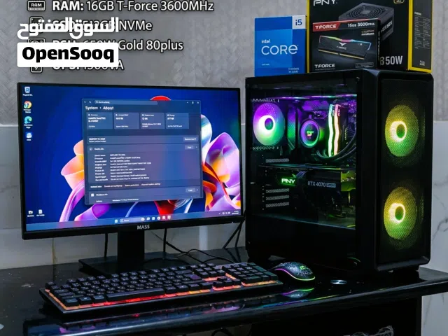 جهاز كمبيوتر للألعاب والمونتاج بمواصفات احترافية (i5-14400F / RTX 4070 SUPER)