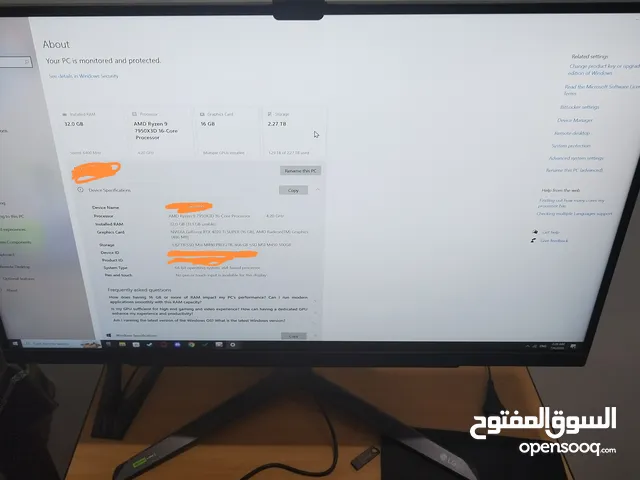 جهاز كمبيوتر للألعاب و المونتاج 4070 ti super و 7950x3d مواصفات ممتازه.