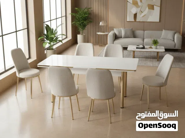 طاولة طعام DTT-163 مع 6 كراسي فاخرة