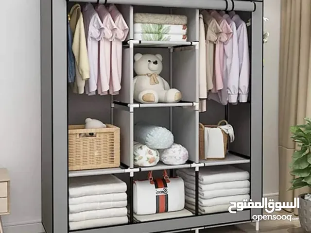 خزانة ملابس قماشية قابله للطي هيكل معدني قوي قماش كتان وتربروف الوان عصريه