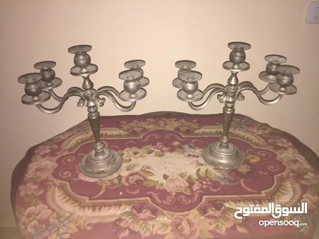 اتنين شمعدان معدن حاملات شموع خمسه شمعه حاجه تحفه وراقيه