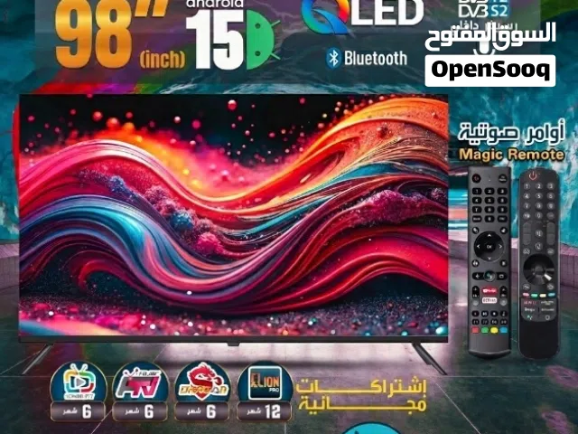 شاشه جينرال فيو 98 انش Smart 4k  دقة 2160p UHD (4K) • تقنية QLED رسيفر داخلي 2 ريموت 4 باقات