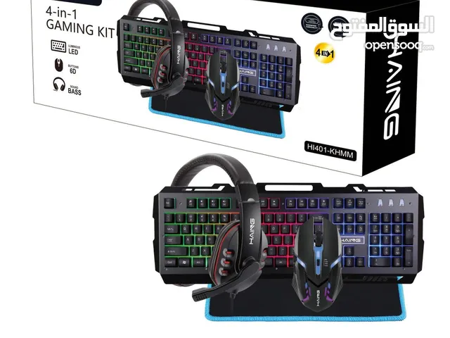 HAING 4-in-1 Gaming Kit HI401-KHMM for gamers بكج كامل كيبورد وماوس وسماعات  وماوس باد