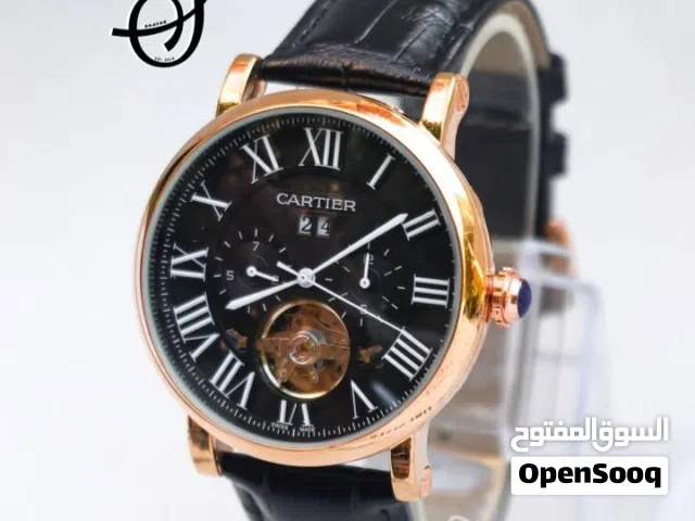 ساعة كارتييه Cartier       تعمل بحركة اليد اوتوماتيك  مكينة ياباني ذات خزان طاقة  جلد طبيعي مختوم با