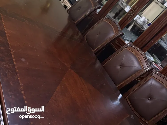 سفرة طعام فخمة +10 كراسي خشب وجلد طبيعي