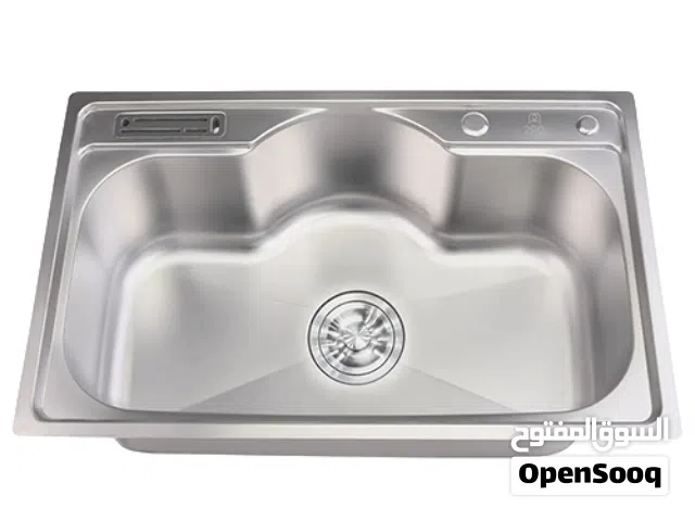 حوض مطبخ حلة واحده مع حامل سكاكين وموزع صابون - 80×50×24 سم - اسانلس ستيل 304