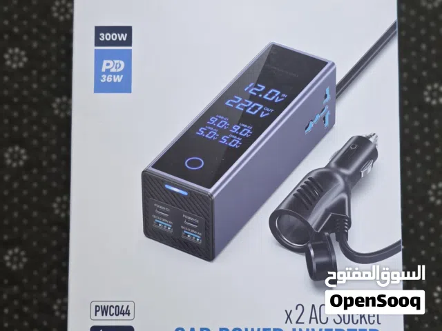 Powerology 300W Car Power Inverter Universal Plug With Digital Display Grey PWCUQC044