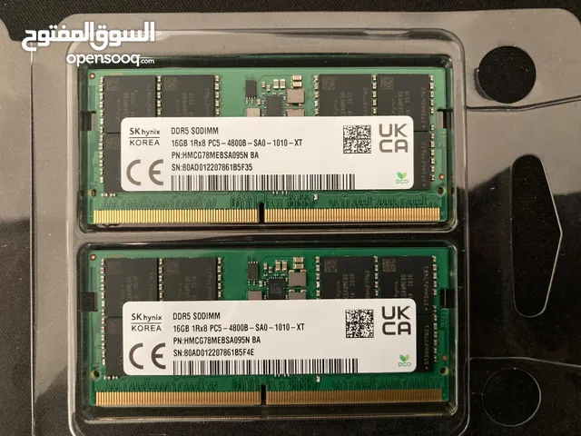 Ram 32GB DDR5 - 4800mhz for laptops ,alienware للبيع رامات 32 جي بي دي دي أر 5 سرعة 4800