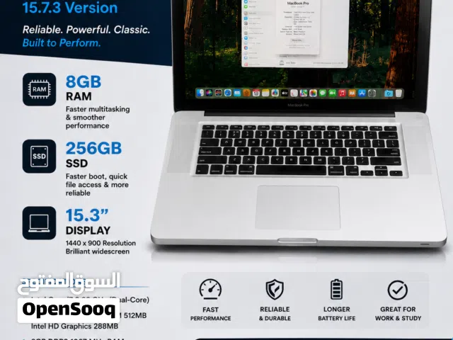 MacBook Pro 15.4 inch– 8GB RAM  256GB SSD  macOS Sequoia 15.7.3 – Only 70 BHD
