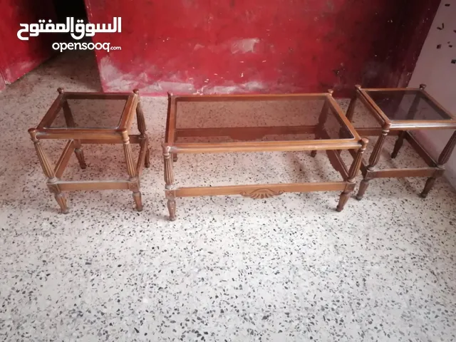 طقم طاولات خشب زان وزجاج