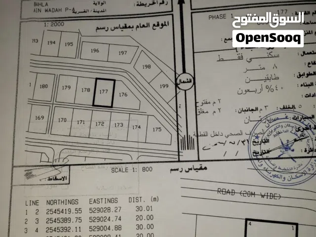 للبيع ارض عين وضاح ولاية بهلا