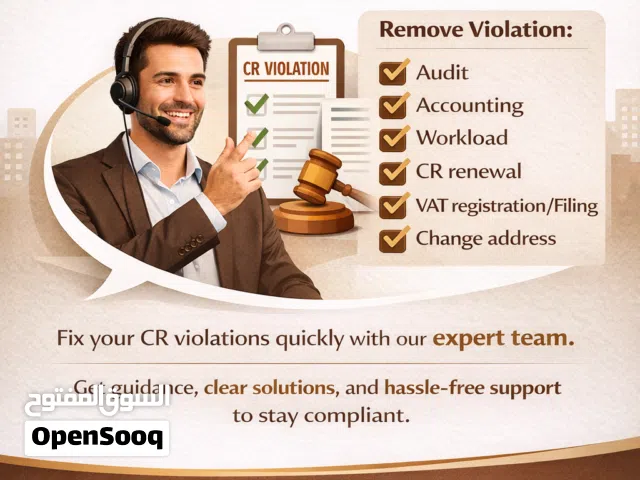 Coordination of Audit, Accounts- Book Keeping, VAT registration, Filing, UBO, CR renewal, WPS