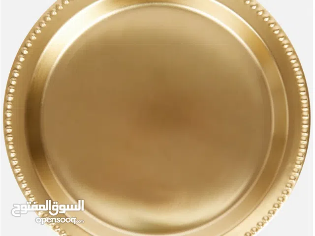 Plateau rond décoratif dore et noir à bord perlé صينية دائرية ديكورية ذهبية / سوداء بحافة مزيّنة