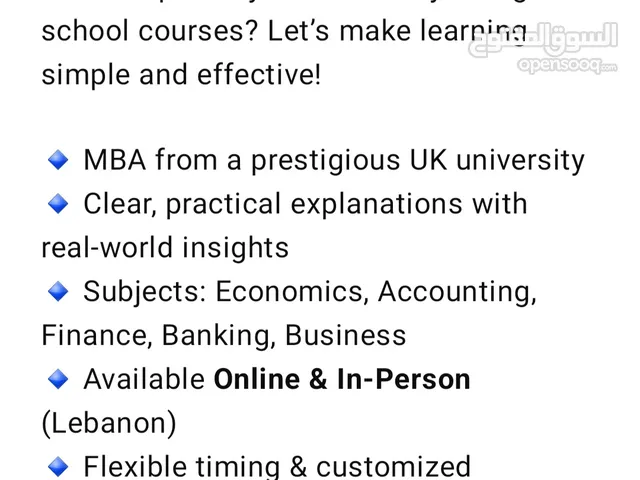 Private Tutor for Economic and Accounting