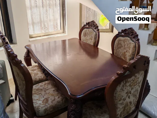 ميز طعام مال صاله مع 6 كراسي.. خشب زان تصميم كلاسك الابعاد 150 سم في 80 سم