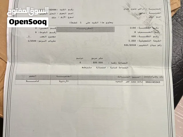 Residential Land for Sale in Amman Al-Husnyeh