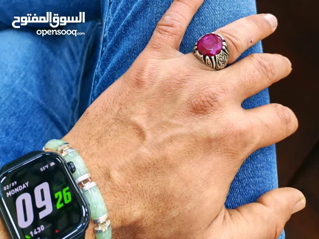 خاتم فضة مع حجر ياقوت طبيعي اصلي