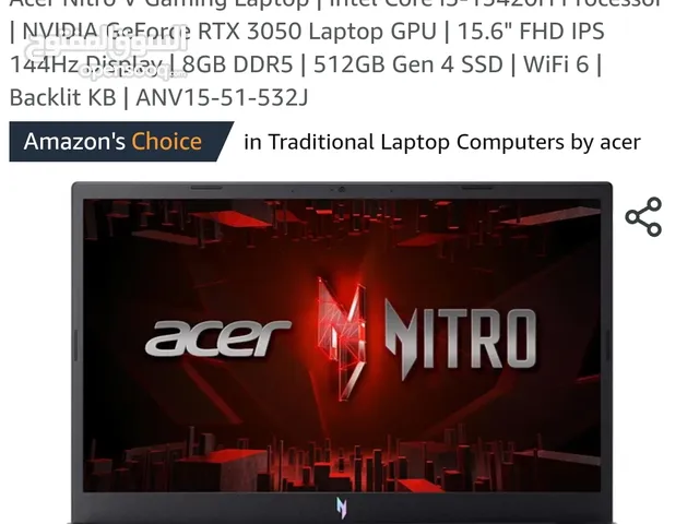 قيمنق لابتوب Acer Nitro V15 للبيع شبه جديد