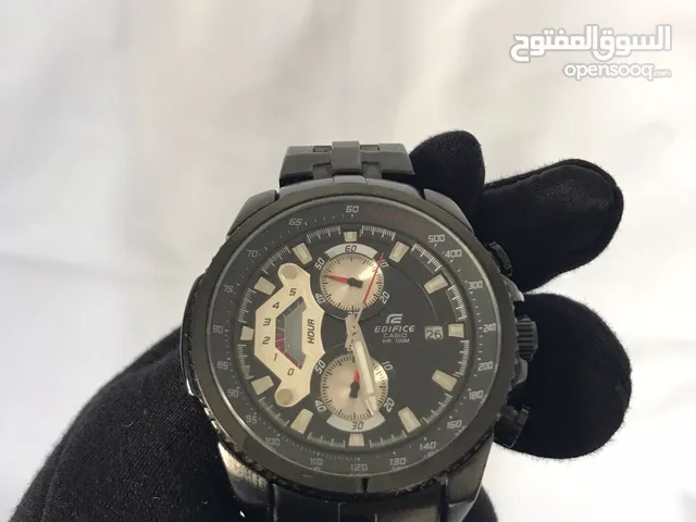 ساعة casio edifice جميع العقارب تتحرك لون أسود المقاس  44 أستعمل خفيف