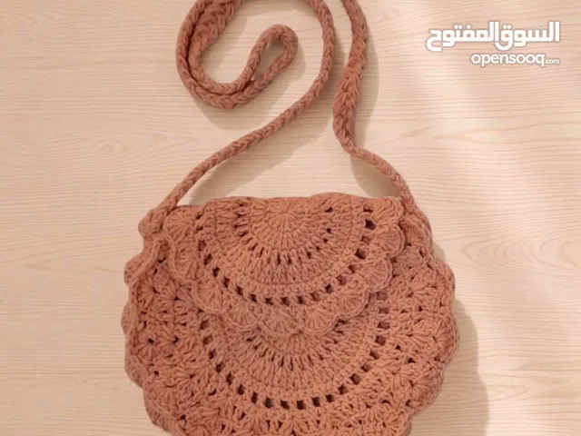 handmade crochet boho bag in beige color small and simple