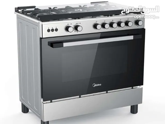 Midea Gas Burner Cooker 90x60, 5 Burner with Fan, Silver