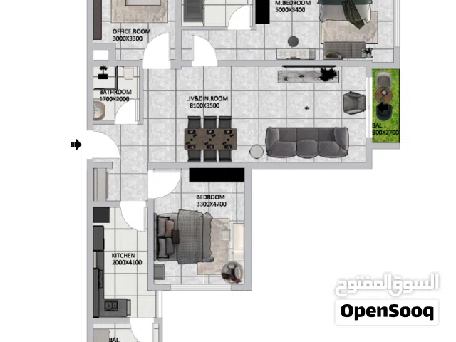 2BHK - شقة من غرفتين + غرفة خادمه
