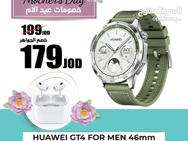 ساعة هواوي GT4 man 46mm لون أخضر مع سماعة هدية وكفالة سنة huawei