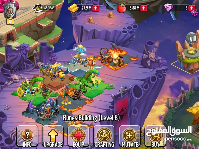 بيع الحساب بسعر رخيص وحساب نار وسعر خرافي اسم لعبه MONSTER LAGENDS