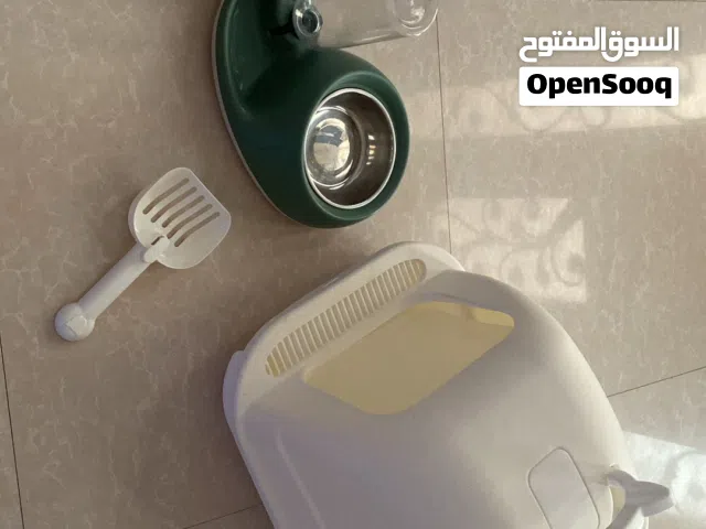 مستلزمات القطط-  مستلزمات حيوانات أليفة -  وعاء قطط لتر بوكس وعاء ماء ووعاء اكل استعمال بسيط