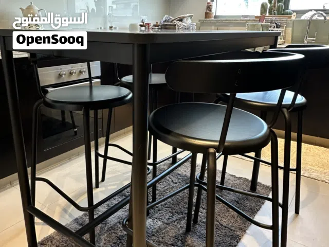 Black Counter Height Dining Table Set with 4 Chairs – Modern Kitchen Table