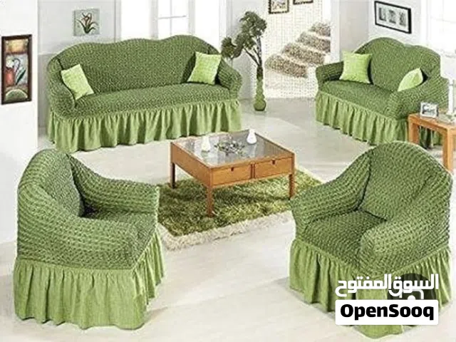 كفرات كنب لون اخضر  7 مقاعد