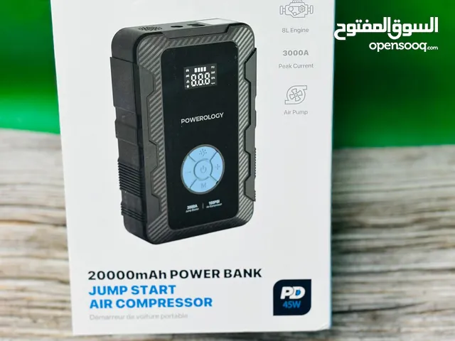 Powerology 20000mAh Power Bank Jump start Air Compressor