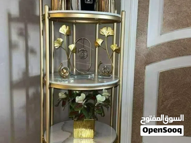 ستاند ديكور رفوف معدن وخشب