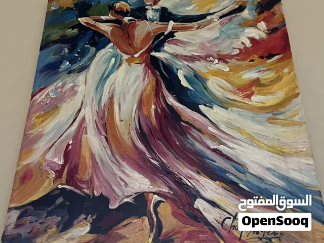 لوحة زيتية أصلية مميزة المرسومة بسكين الرسم (بارزة الملمس) - موقعة ومؤرخة Palette Knife Dancers