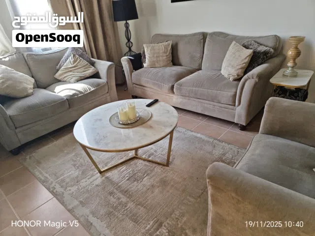 Home Centre 5 Seater Sofa Set & Home Box 6 Seater Dining Table with 6 Chairs & 2 Lamp for Sale