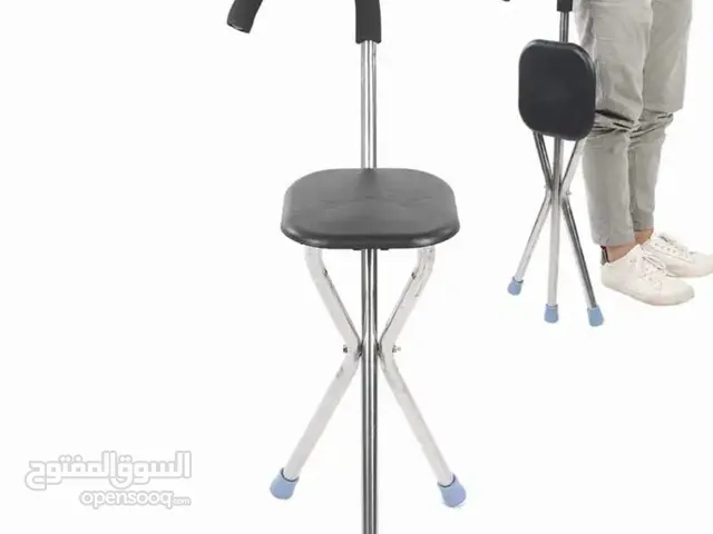 عكاز مع كرسي قابل للطي لكبار السن كرسي للصلاة أو أثناء السفر أو المشي أو الوقوف 2 في 1