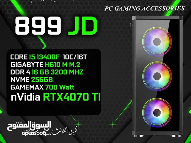 اقوى العروض على اجهزة الجيمنج الجيل الثالث عشر CORE I5-13400F - RAM 16GB - RTX 4070 TI جديد