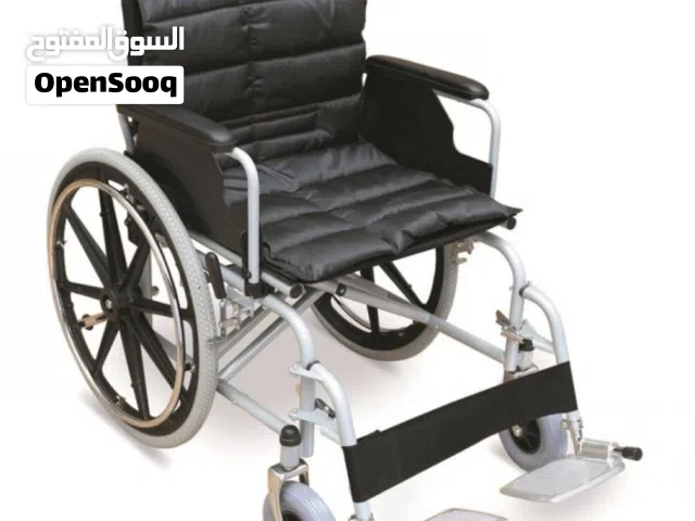كرسي متحرك عريض مع مرتبة أسود "نخب اول  مقاس cm 56 " يتحمل وزن 150 كيلو