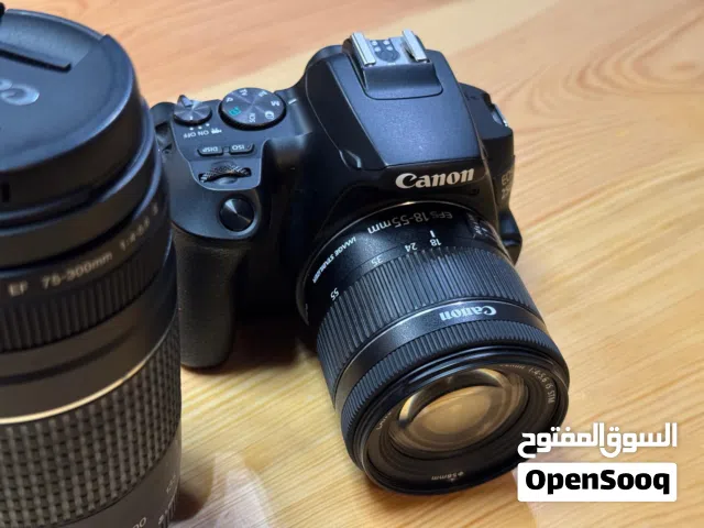 كاميرا كانون 250D احترافي  عدسة 18-55mm STM + عدسة زوم 70-300mm  استعمال بسيط جداً    شتر 4k