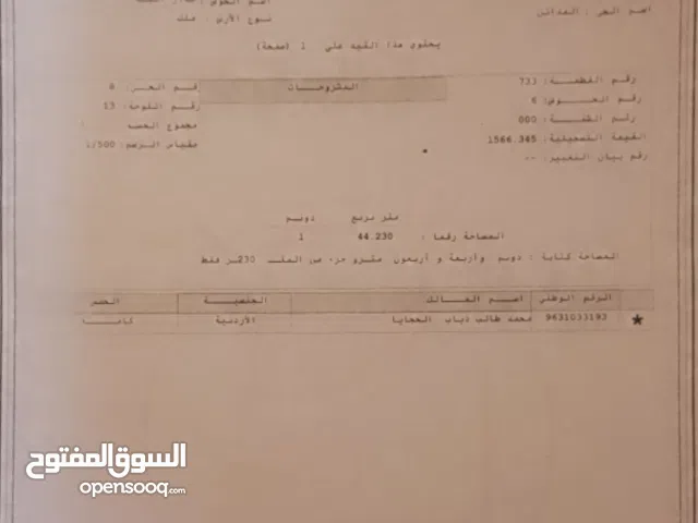 للبيع - بيت مستقل طابقين في منطقة القسطل طريق المطار بمساحة ارض 1044 م2