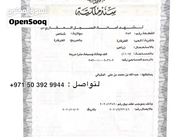 Farm Land for Sale in Al Batinah Shinas