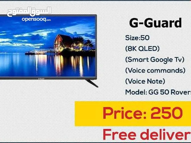 شاشه جي جارد 50 انش QLED أوامر صوتيه 8K smart مع قاعده جذاريه شامل توصيل مجانا